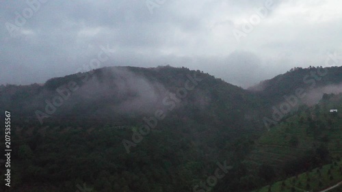 Lam Dong, Vietnam June 2026 beauty aerrial video of clouds over the mountains at Da Huoi, Bao Loc during early morning