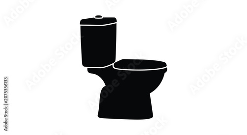 Bild auf Leinwand Black Silhouette Of A Toilet Sanitaryware On White Background