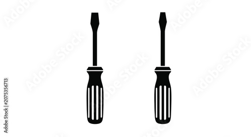 Tableau sur toile Screwdriver Silhouettes On White Background Minimalist Tool Illustration