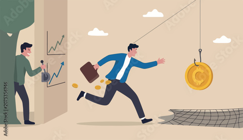 Fotografía Crypto scams or fraud, liar create ICO initial coin offering baiting greed inves