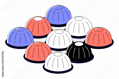 Colorful vector illustration of assorted coffee capsules in a pyramid shape
