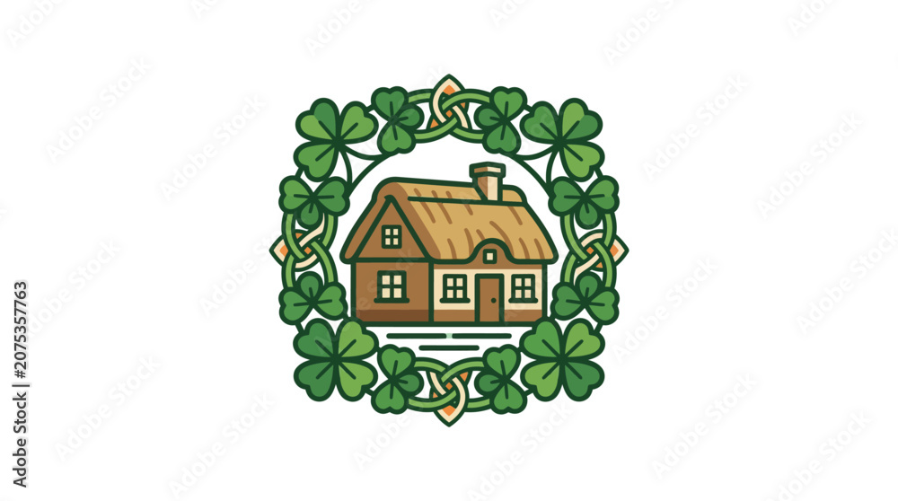 Naklejka premium St Patrick's Day minimalist flat design icon featuring traditional Irish celebration elements for national holiday in Ireland