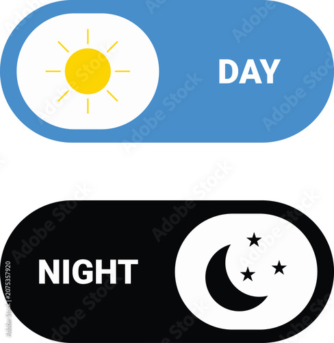 Fotografie Day and night toggle switch button vector illustration
