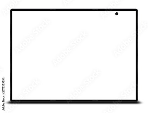 Isolated trifold smartphone screen mockup. It is a blank front face layout of the tri-folding mobile phone to use as a template. Transparent background.