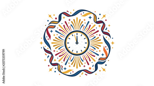 Photography Minimalist Flat Design 2D Logo Icon for Global New Year's Eve Celebration with M