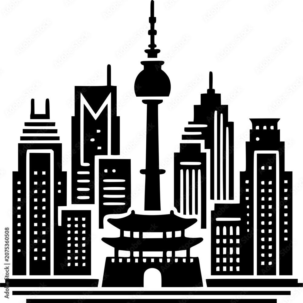Obraz premium Seoul Skyline Icon Vector