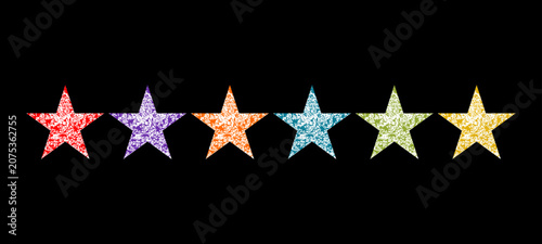 Colorful Grunge Star Rating Icons Set Vector Illustration.