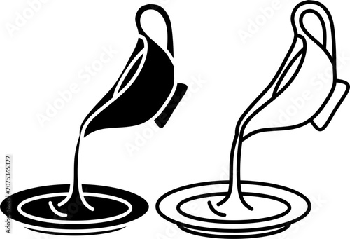 Gravy Boat Pouring Sauce Icon Set