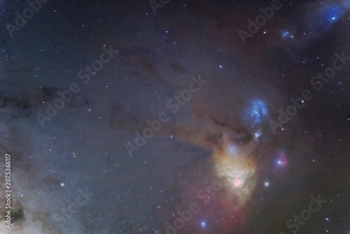 Картината върху платно Rho Ophiuchi nebula and Antares star field in deep space