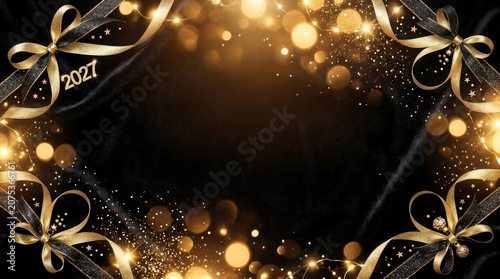 Festive Luxury Black Velvet Ribbon Frame for Elegant Greeting