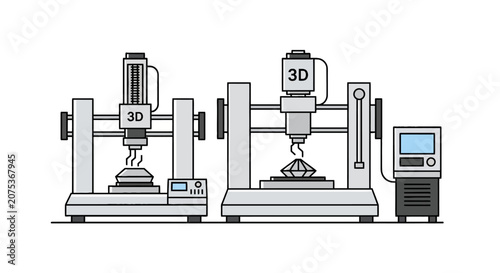 Foto Industrial 3d printing machines creating prototypes