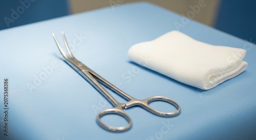 Surgical Scissors Lying on Sterile Surface in Medical Setting