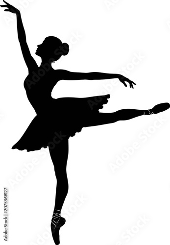 A female dancer performs a graceful dance move in a studio with elegance and poise.