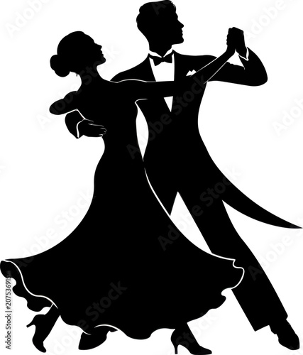 A couple dressed in formal attire performing a dance move together outdoors