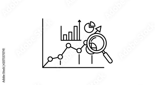 Data Analysis Magnifying Glass Chart Growth Statistics Business Concept