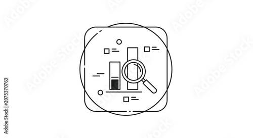 Data Analysis Magnifying Glass Chart Icon, Business Growth Research Concept