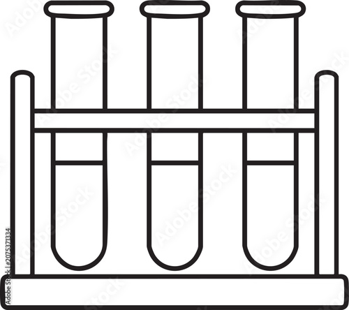 Test tube rack with three samples laboratory chemistry glassware experiment research analysis scientific equipment education university classroom
