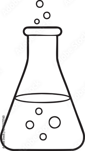 Icon of an erlenmeyer flask with bubbles for chemical science research erlenmeyer chemistry experiment laboratory research scientific glassware