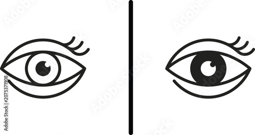 Tableau sur toile 📋 Title: Standard human eye with upper eyelashes vector icon set