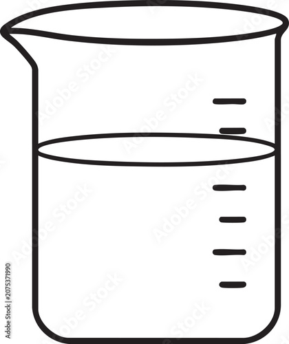 Minimalist graphic icon of a measuring laboratory beaker with volume markings laboratory measurement chemistry glassware experiment research analysis