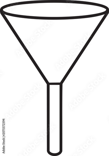 Laboratory funnel line art icon with laboratory chemistry equipment glassware transfer analysis scientific industrial research experiment learning