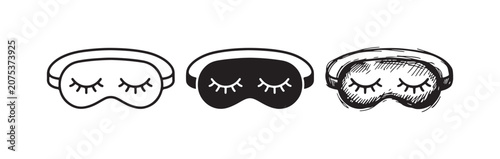 Fotografie Sleep Mask Icons Set with Closed Eyes