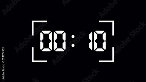 2 minutes countdown 4k animation from 120 seconds to 0 seconds with alpha channel, two minute countdown timer on transparent background, 2 minute digital timer video in hours, minutes, seconds