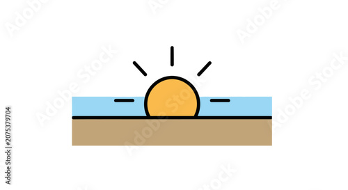 Minimalist icon of a sun rising over a horizon line.