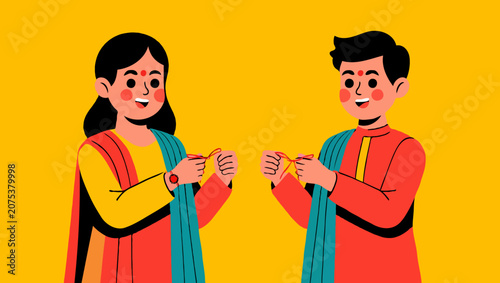 Brother and sister celebrating raksha bandhan, a festival love and protection