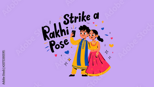 Brother and sister strike a rakhi pose during the festival celebration