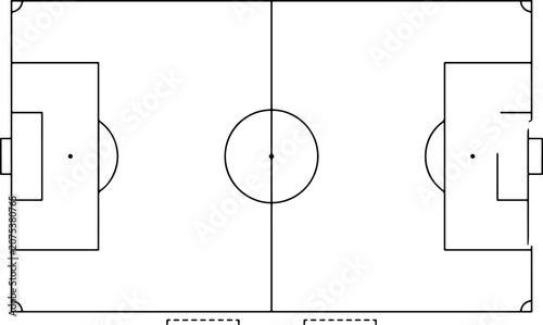 Fotografie Vector illustration of a soccer field layout, professional football pitch diagra