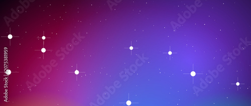 Abstract purple and blue space background with shining stars and nebula effect.