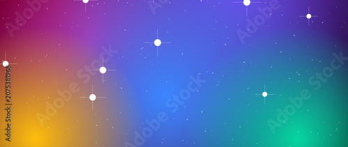 Vibrant cosmic background with colorful nebula, glowing stars, and galaxy light.