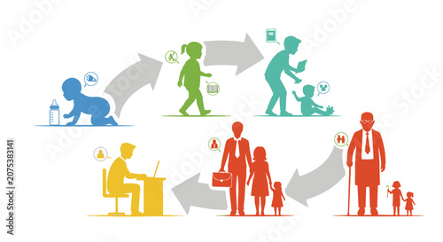 Colorful Flat Design Business Teamwork Concept Illustration.