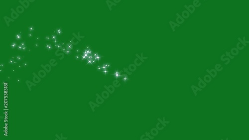 White Glowing Glitter Sparkle Star Trail with Twinkling Fairy Dust, Shimmering Magic Particles, cartoon doodle sparkles, fairy dust glitter stars trail on green screen, Curved Light Motion, 4k