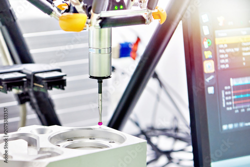 Coordinate Measuring Machine Probe Inspecting Metal Part