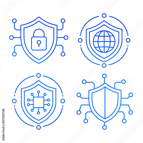 Security icons with shield and lock.