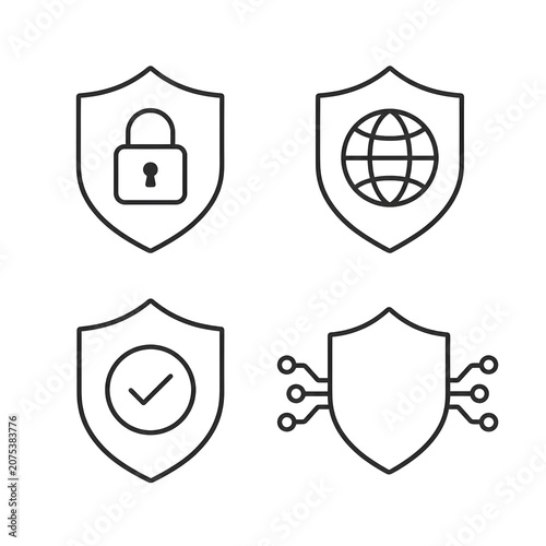 Security icons with shield and lock 1.