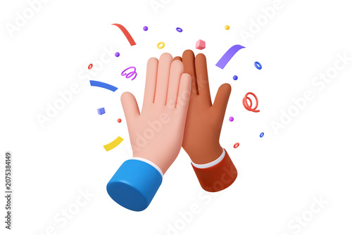 Εκτύπωση καμβά High five hand gesture diverse partnership concept with highfive partnership col