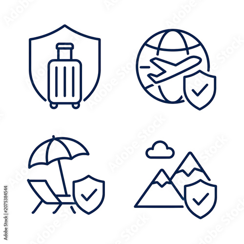 Travel icons with security symbols.