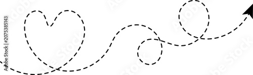 Dotted wave with arrow curves path.
