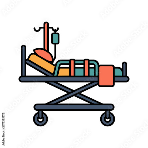 Hospital Stretcher Gurney Bed Icon for Emergency Room