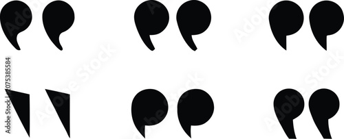 Schilderij op canvas Quotation mark icon set in different styles for text, quotes and citations, Quotation Marks and Punctuation Icon Set, Quote Mark icon set