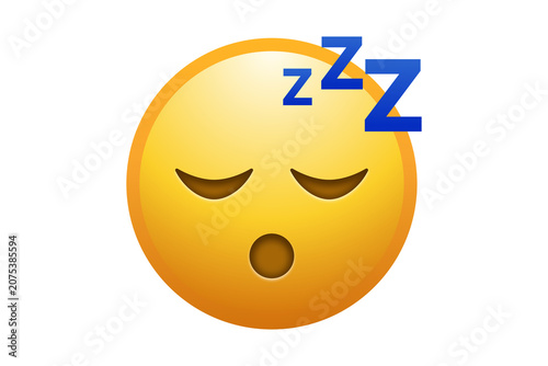 Canvastavla Sleeping yellow emoji character with floating zzz text symbol expressing rest sl