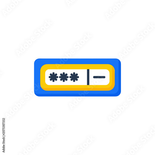 Password field with asterisks and dash symbol during online login securityIsolated on white background