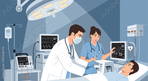 Medical Team Performing Surgery with Advanced Technology in Operating Room