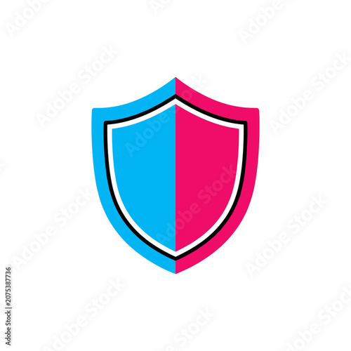 Two-tone shield icon with outlined border during clean presentation Isolated on white background