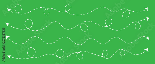 Large collection of hand drawn curve dotted line, spiral dotted line hand drawn, dotted lines path on white background.