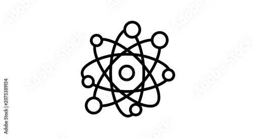 Photos Scientific atom symbol with orbiting electrons