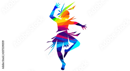 Vibrant abstract silhouette of a person dancing energetically.